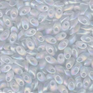 4x7mm Long Magatama Perles Cristal Mat AB 8.5g