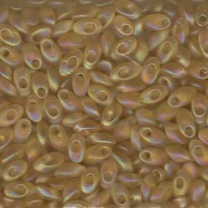 4x7mm Long Magatama Perles Light Topaz Matte AB 8.5g