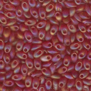 4x7mm Long Magatama Perles Rouge Orange Mat AB 8.5g