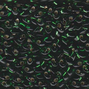 4x7mm Long Magatama Perles Argent Doublé Vert 8.5g