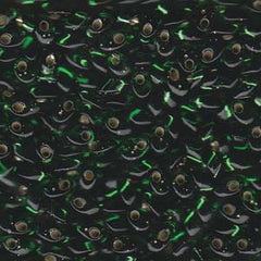Long Magatama Beads #16 Silver Lined Green 8.5g