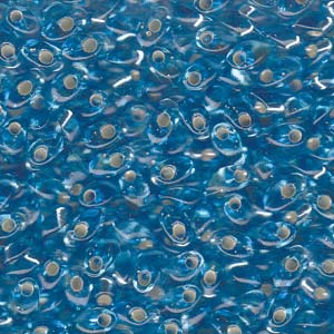 4x7mm Long Magatama Perles Silver Lined Aqua 8.5g