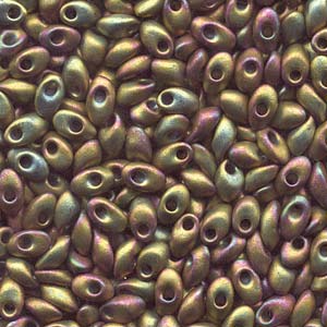 4x7mm Long Magatama Perles Kaki Iris Mat 6g