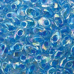 Long Magatama Beads #2149 Aqua Lined Crystal AB 6g