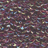 Long Magatama Beads #2170 Fuchsia Lined Smoky Amethyst AB 8.5g