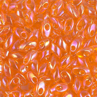4x7mm Long Magatama Perles Orange Arc-en-Ciel 6g