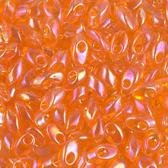 Long Magatama Beads #253 Orange Rainbow 6g