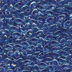 Long Magatama Beads #353 Cobalt Lined Aqua AB 8.5g