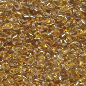 Long Magatama Beads #3 Silver Lined Gold 8.5g
