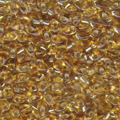 Long Magatama Beads #3 Silver Lined Gold 8.5g