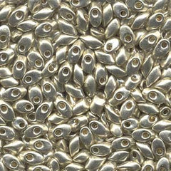 Long Magatama Beads #4201 Duracoat Silver 6g