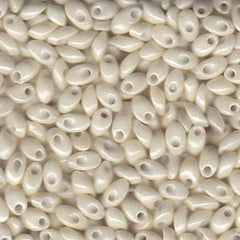 Long Magatama Beads #421 Opaque Pearl Ceylon 8.5g