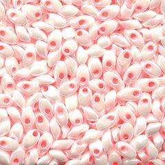 Long Magatama Beads #427 White Pink Colour Lined 8.5g
