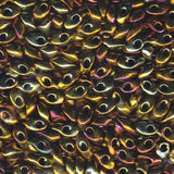 Long Magatama Beads #462 Metallic Gold Iris 6g