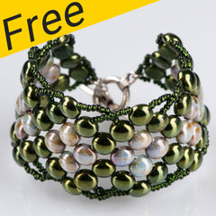 Mossy Cushion Bracelet Project - Made With Czech Glass Candy Beads