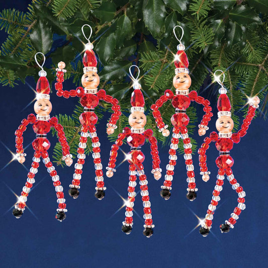 Solid Oak Nostalgic Christmas kit featuring Beaded santa's elves ornaments