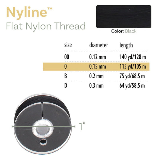 Nyline Beading Thread 0 Black 115yd Spool