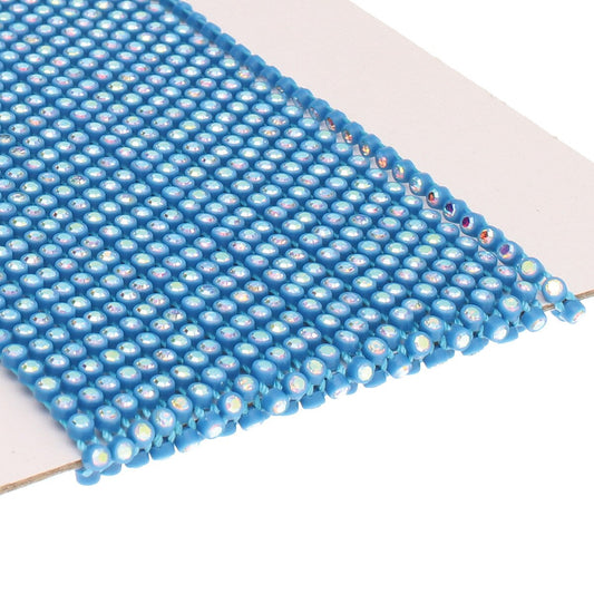Plastic Rhinestone Banding 2mm Blue/Crystal AB 10yd/pk