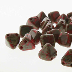 *Czech Pyramid Stud Beads 6mm Coral Picasso 25/strand