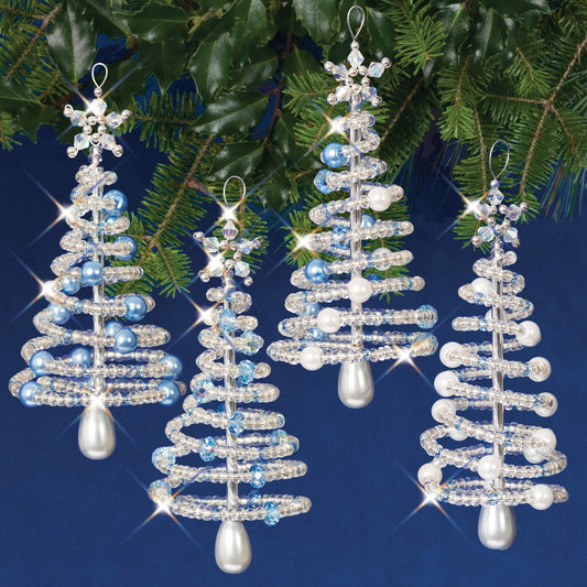 Solid Oak Nostalgic Christmas kit featuring Beaded frosty christmas trees ornaments