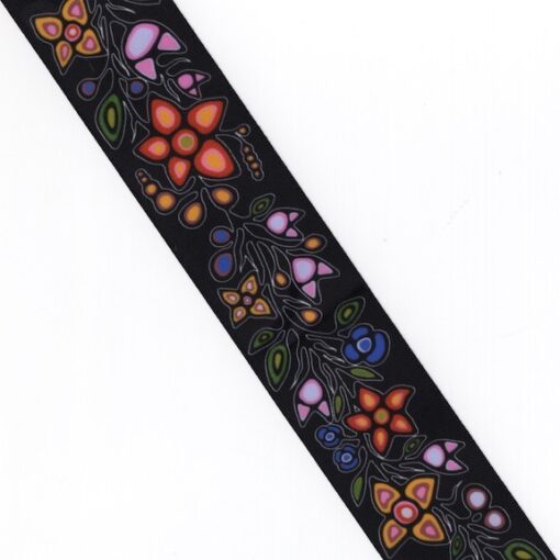 Printed Ribbon 1.5 inch Ojibway Florals Black - Per Yard