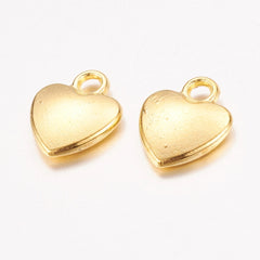 1/2" Gold Heart Charm 5/pk