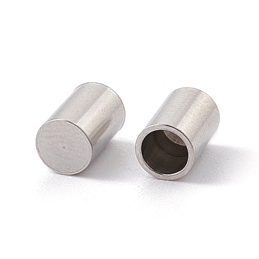 End Caps Cylinder 6x4mm Stainless Steel 10/pk