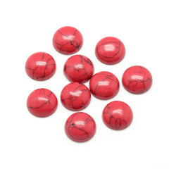 12mm Turquoise Red (Synthetic/Dyed) Cabochons 2/pk
