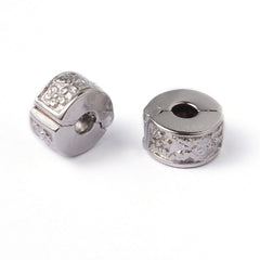 Round Bead Stopper, Floral Nickel 2/pk