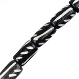 Bone Carved Tube Beads 0.5" Black 16/Strand