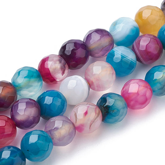 Striped Agate Mixed Beads 8mm Faceted (Natural/Dyed) 15-16" Strand