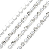 Metal 2mm Silver Pearl & Rhinestone Banding 10yd/pk
