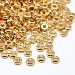 Spacer 4mm Donut, Gold Beads 25/pk