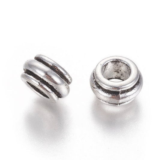 Metal Barrel Beads 12mm Antique Silver 10/pk