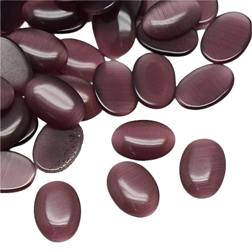 Cat Eye Cabochons, Oval 18x13mm Purple 10/pk