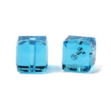 K9 Glass Cube Beads 8mm Capri Blue 10/pk