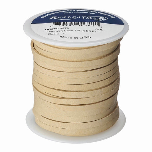 Realeather Deerskin Lace 1/8" 50ft Buckskin