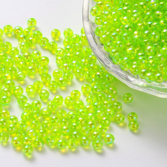 Round Plastic Beads 5mm Lime AB 25g