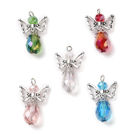 Beaded Angel Pendant 29x18mm Multi Mix 5/pk