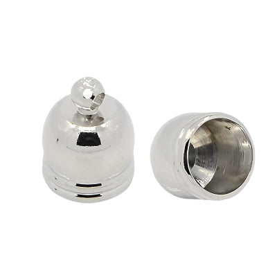End Caps Rounded Barrel 14x10mm Nickel 10/pk