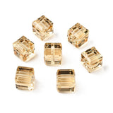 K9 Glass Cube Beads 8mm Gold Champagne 10/pk