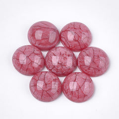 16mm Glitter Crackle Red Round Cabochons 10/pk