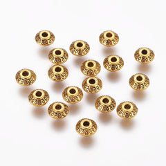 Spacer 7mm Bicone, Antique Gold Beads 10/pk