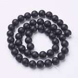 Black Agate Frosted Beads 8mm Round Grade A (Natural/Dyed) 15-16" Strand
