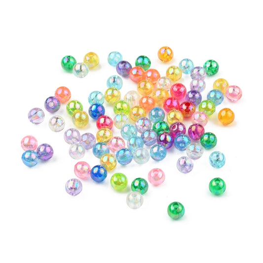 Round Plastic Beads 5mm Multi AB 25g