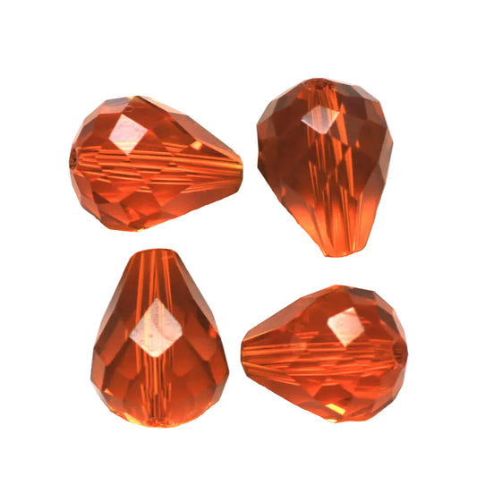 K9 Glass Teardrop Beads 8x6mm Red Topaz 10/pk