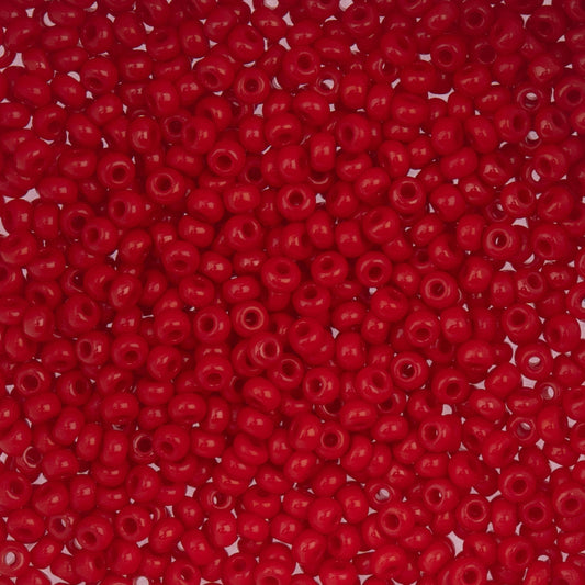 8/0 Czech Seed Beads #144 Opaque Medium Red 22g