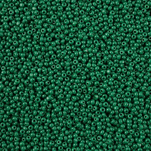 11/0 Czech Cut Seed Beads #37060 Opaque Medium Dark Green 13g