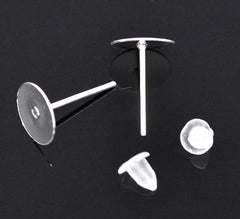 Silver Earring Studs with 8mm Pad 100/pk
