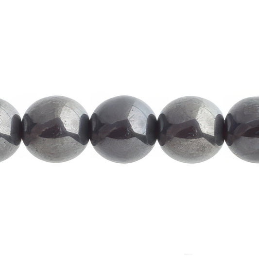 Czech Round Druk Beads 10mm Opaque Jet Hematitex2 18/strand
